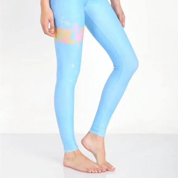 Teeki Blue Leggings with Pink Accents - Picture 2 of 7